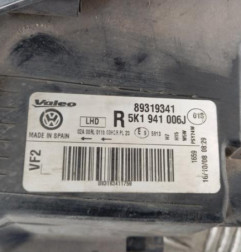 Optique avant principal droit (feux)(phare) VOLKSWAGEN GOLF 6 Photo n°3