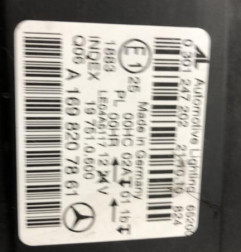 Optique avant principal droit (feux)(phare) MERCEDES CLASSE B 245 Photo n°3