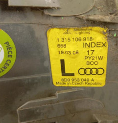 Optique avant secondaire gauche (feux)(clignotant) AUDI A4 1 Photo n°3
