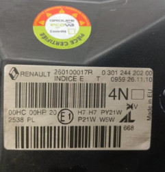 Optique avant principal droit (feux)(phare) RENAULT MEGANE 3 Photo n°6