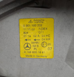 Optique avant principal droit (feux)(phare) MERCEDES CLASSE A 168 Photo n°5