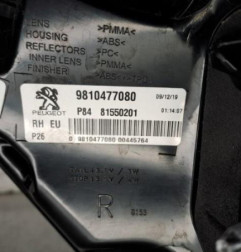 Feu arriere principal droit (feux) PEUGEOT 3008 2