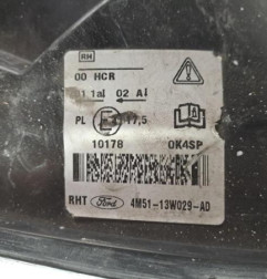 Optique avant principal droit (feux)(phare) FORD FOCUS 2 Photo n°1