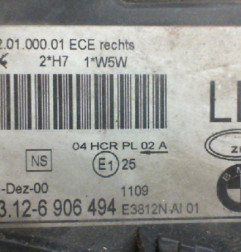 Optique avant principal droit (feux)(phare) BMW SERIE 3 E46 Photo n°3