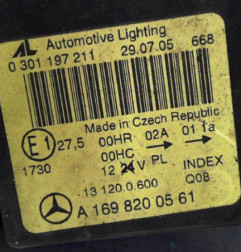 Optique avant principal gauche (feux)(phare) MERCEDES CLASSE A 169 Photo n°3