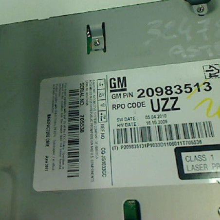 Autoradio d'origine OPEL ASTRA J SPORTS