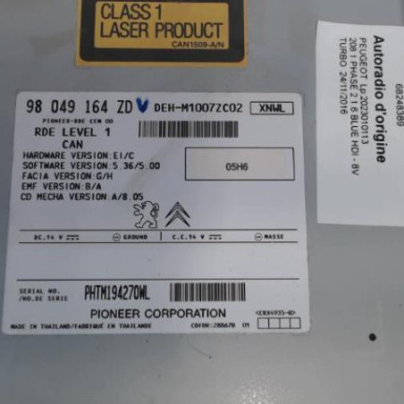 Autoradio d'origine PEUGEOT 208 1