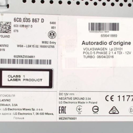 Autoradio d'origine VOLKSWAGEN POLO 5