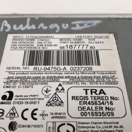 Autoradio d'origine CITROEN BERLINGO 3 M